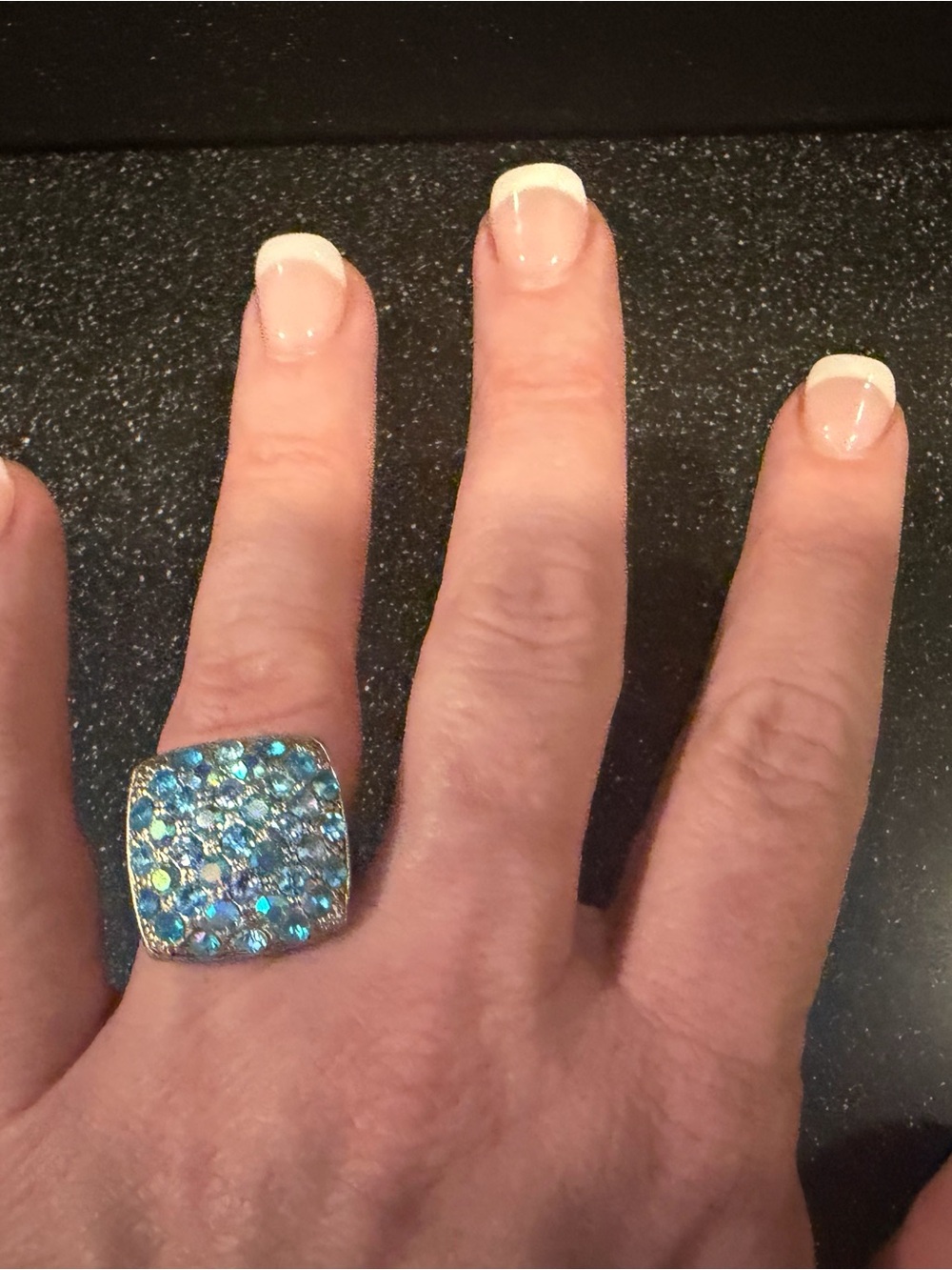 Blue Crystal Pave Statement Ring - Women Jewelry Approx Size 8.5-9